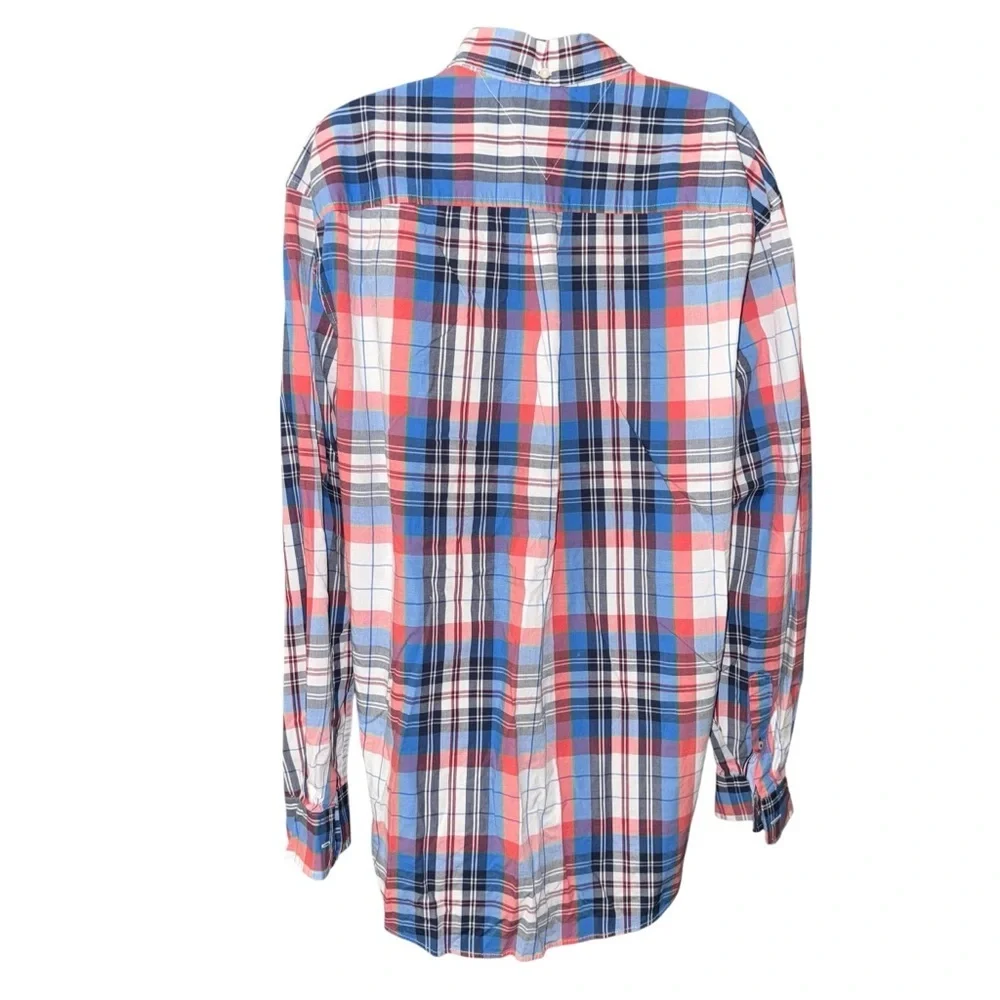 Tommy Hilfiger Mens XL Plaid Button Down Shirt Red Blue White Cotton